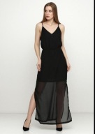 H & M czarna sukienka długa maxi transparentna prześwitująca halloween y2k