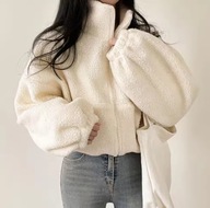 Gruby Polar Damski Rozpinany beżowy Bluza Polarowa Damska M