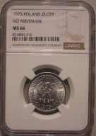 PRL - 1 złoty 1975 b.z.m. MS 66 NGC