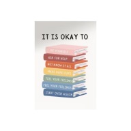 Plakat „It Is Okay To” – Motywacyjny Plakat z Kolorowymi Książkami