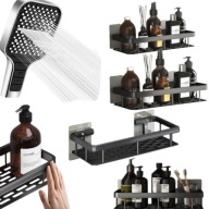 2x PÓŁKA WISZĄCA SAMOPRZYLEPNA LOFT ŚCIENNA ŁAZIENKOWA POD PRYSZNIC CZARNA