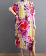 SUKIENKA PLUS SIZE boho kwiaty diy batik kolorowa
