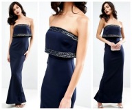 Sukienka 36 S wieczorowa wesele wizytowa Asos cekiny granatowa klasyczna