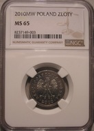 III RP - 1 złoty 2010 MS 65 NGC - najrzadszy