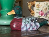 DREWNIANA FIGURKA KACZKA VINTAGE RĘCZNIE WYKONANA