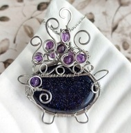 Naszyjnik kociołek z eliksirem z nocą kairu, oryginalna biżuteria ze stali