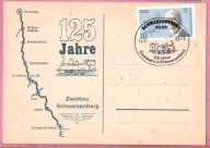 DDR 1983 st.Schwarzenberg, lokomotywa, kolej, 125 lat linii Zwickau Schwarz