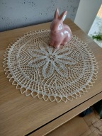 Serwetka serwetki obrus okrągłe cacko szydełkowe rękodzieło ekri śr33