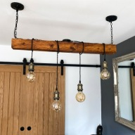 Lampa Wisząca Belka Drewniana Loft Rustykalna Dąb Ręcznie Robiony Żyrandol