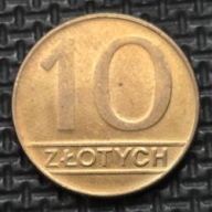 *P[0244] POLSKA 10 złotych 1989 Polska Rzeczpospolita Ludowa Orzeł, Mosiądz