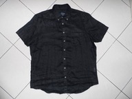 100% LEN NOWA czarna LNIANA KOSZULA r L 43