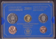 Szwecja - 2001 rok - zestaw rocznikowy - 4 monety + żeton - mennicze