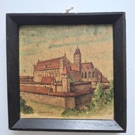 Przedwojenna płytka ceramiczna Marienburg (Malbork) w ramce lata 1920–1939