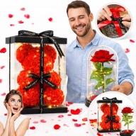 PREZENT NA DZIEŃ KOBIET DLA DZIEWCZYNY MAMY ŻONY DUŻY CZERWONY MIŚ + RÓŻA