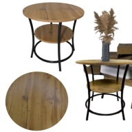 STOLIK KAWOWY OKRĄGŁY LOFT DO SALONU RUSTYKALNY INDUSTRALNY DĄB FI56