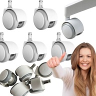 KÓŁKA DO FOTELA DO MEBLI OBROTOWEGO ANTYPOŚLIZGOWE CICHE BIAŁE 5SZT 10MM