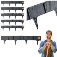 OBRZEŻE OGRODOWE SZTUCZNE TRWNIKOWE SZARE PALISADA OBRZEŻA 390cm x 18.5cm