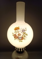 Przepiękna szklana Lampka nocna mleczne szkło mosiądz - śliczne kwiaty 40cm