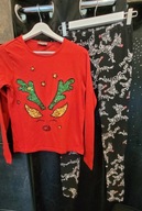 DESTINATION Zestaw Świąteczny dla Dziewczynki „Renifer” Bluzka Legginsy 158