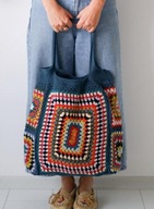 TORBA DZIANINOWA patchwork szydełkowa FOLK ETNO
