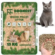 ŻWIREK DREWNIANY PELLET DLA KOTA 15KG KOTÓW KRÓLIKA ŚWINKI ZOONEST JASNY