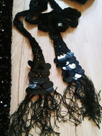 elegancki długi pasek pleciony frędzle cekiny pasek do wiązania belt