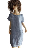 WŁOSKA SUKIENKA LNIANA z kieszeniami 38/40