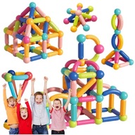DUŻE KLOCKI MAGNETYCZNE 3D KONSTRUKCYJNE UKŁADANKA DLA DZIECI XXL 120 EL
