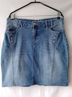 Spódnica dżinsowa niebieska z dżetami po bokach - 42