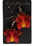 KOLCZYKI Z MODELINY CZERWONY SMOK DRAGON RED