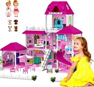 DUŻY DOMEK dla LALEK Willa 3 PIĘTRA Akcesoria 2 Lalki Promocja