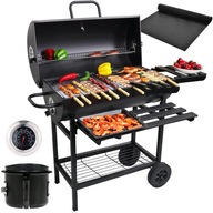 DUŻY GRILL OGRODOWY WĘGLOWY POPIELNIK TERMOMETR BECZKA PRIMAVEO 2 PÓŁKI