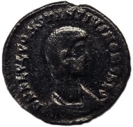 Follis z brązu, przedstawiająca Konstantyna II jako Cezara (317–337 n.e.)