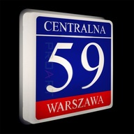 Modny PODŚWIETLANY warszawski numer domu LED tabliczka adresowa N popularna