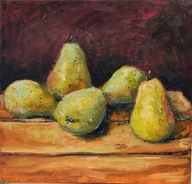 Gruszki" obraz olejny na płótnie 30x30cm , oryginał Garncarek Al,,,