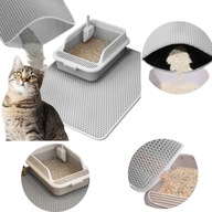 MATA POD KUWETĘ DLA KOTA WYCIERACZKA SILIKONOWA DWUWARSTWOWA SZARA 75X55 CM