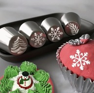 Tylki cukiernicze Dysze Bożonarodzeniowe XXL duże 4 sztuki , rosyjskie