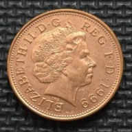 *WIELKA BRYTANIA [0155] *2 Pence 1999 Elizabeth II Moneta magnetyczna !!!