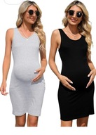 2-pak damskich sukienek bez rękawów ciążowych BIAŁA+CZARNA lub SZARA+CZARNA