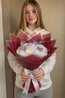 Bukiet RÓŻA kwiaty.19szt. Bukiet ze wstążki satynowej. ręcznie wykonane.