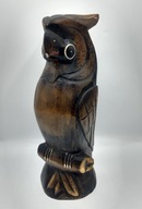 SOWA z DREWNA puchacz uszatka RZEŹBA duża 29 cm - kolekcjonersk