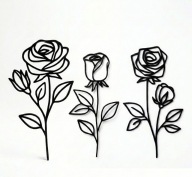 Zestaw 3x RÓŻA Obraz 3D na Ścianę Dekoracja Panel Ażurowy KWIAT Prezent