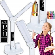 LAMPKA BIURKOWA LED PODWÓJNA | REGULOWANA USB NOWA Z ZEGAREM I ORGANIZEREM!