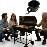 Grill Ogrodowy Węglowy XXL z Pokrywą Termometrem Ruszt 71x35cm Składany