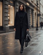 Płaszcz Amisu damski czarny rozmiar 36 S elegancki dyplomatka