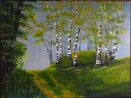 Obraz olejny 30x40 Kurhan pejzaż polski