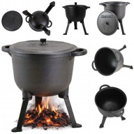 KOCIOŁEK ŻELIWNY GARNEK WĘGIERSKI NA OGNISKO WISZĄCY STOJĄCY GRILL 8L