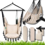 FOTEL WISZĄCY BRAZYLIJSKI HAMAK KOKON HUŚTAWKA OGRÓD 2 Poduszki + MOCOWANIE