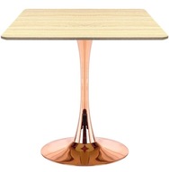 KWADRATOWY STÓŁ LUGANO| blat w kolorze dębu| miedziana noga 70x70