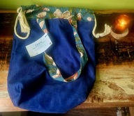 RĘKODZIEŁO – GRANATOWA TORBA Z KWIATOWYMI ELEMENTAMI – RÓŻA I LULU